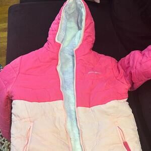 Eddie Bauer Kids Two-Tone Reversible Pink Puffer Jacket size 12
